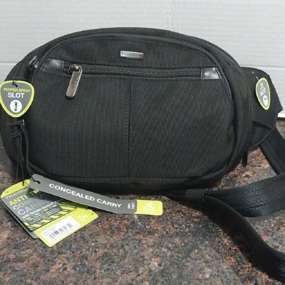 NEW Unisex Travelon Black Concealed Carry Belt Bag with Durable Design. I
